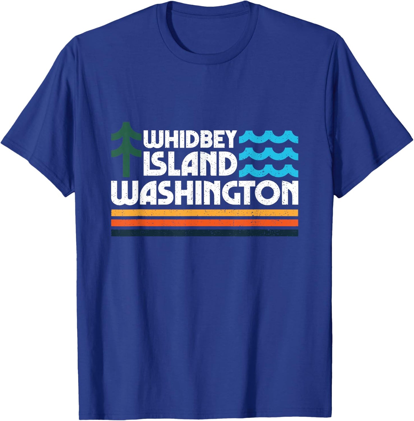 Whidbey Island Washington Retro 70s 80s Minimal Icons T-Shirt - T-Shirt | Royal