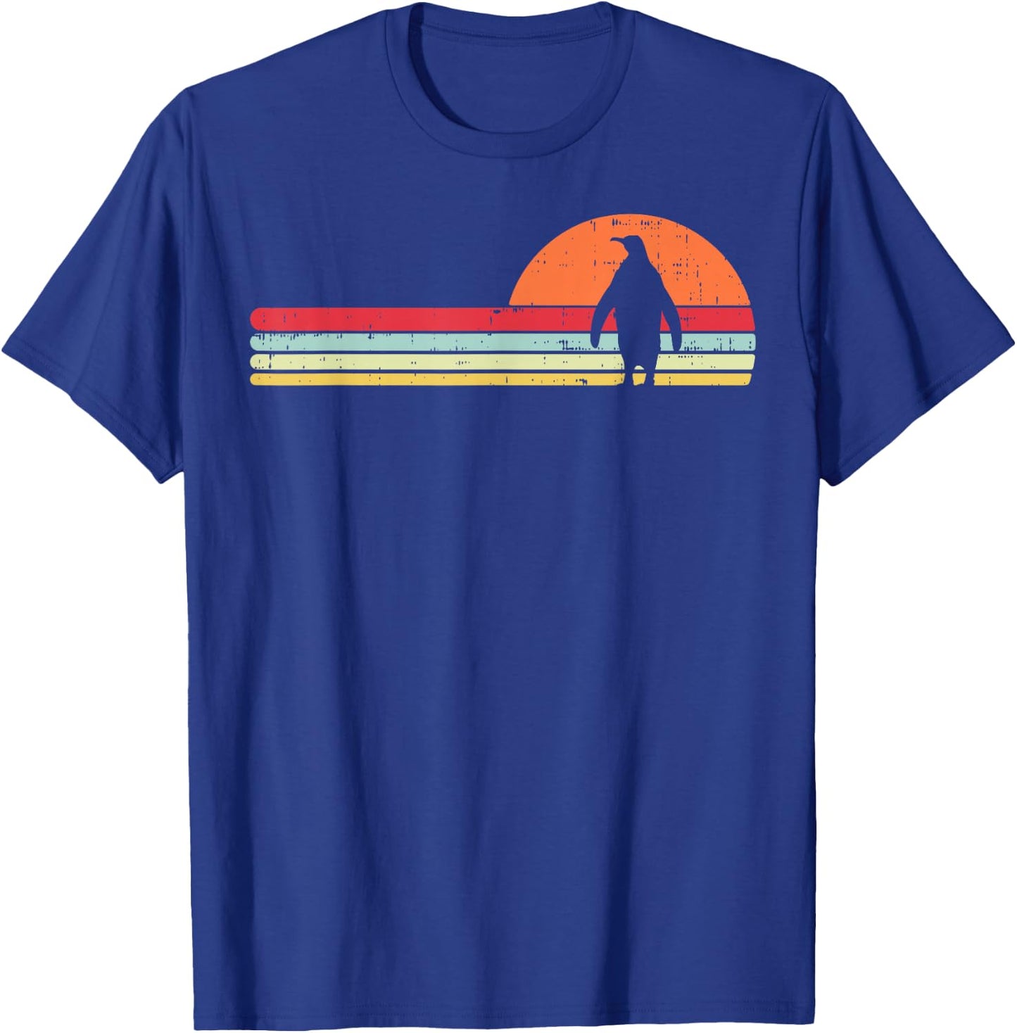 Penguin Silhouette Sunset Chest Vintage Art Men Women Kids T-Shirt - T-Shirt | Royal