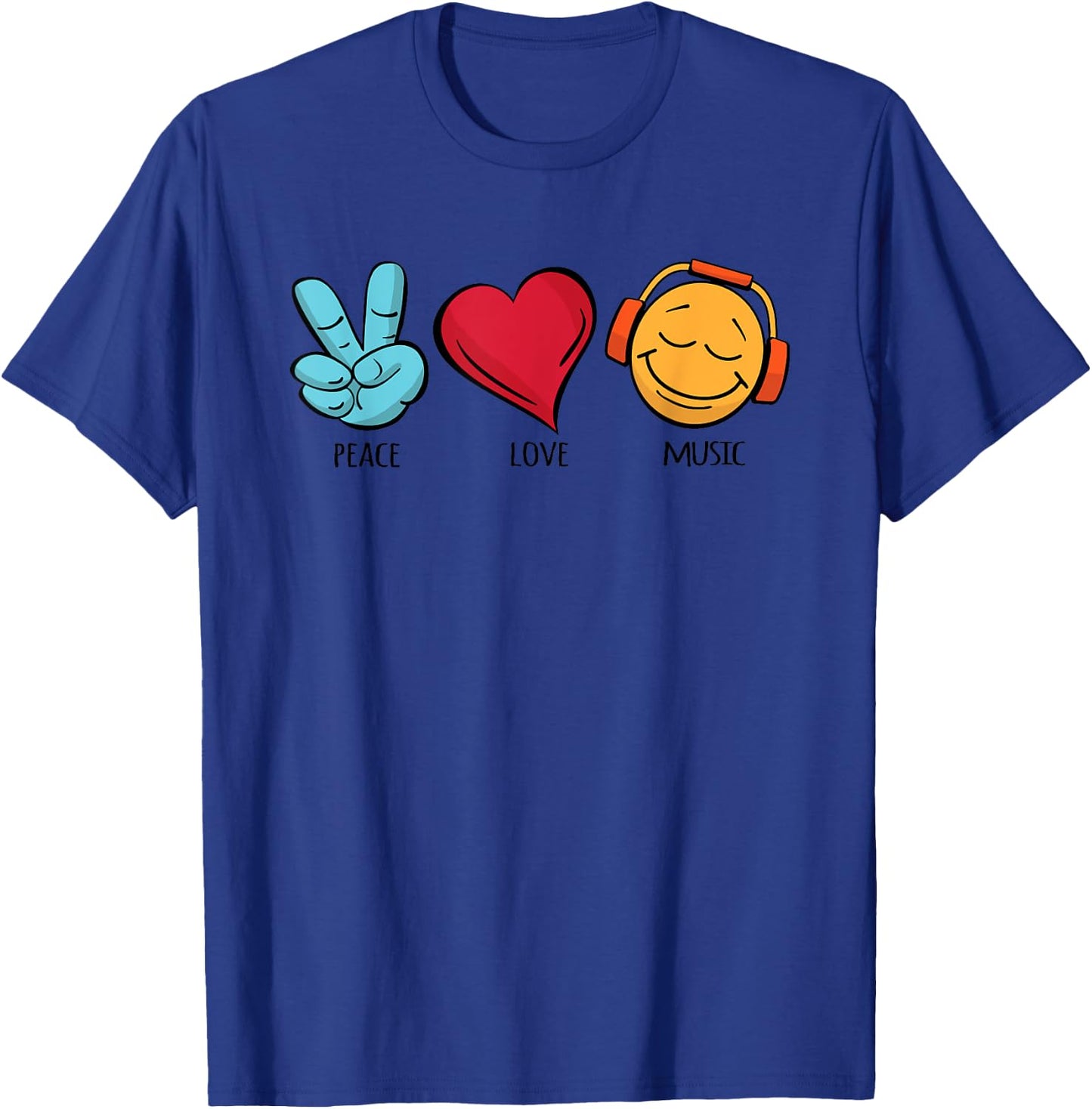 Classic Peace Love Music , black T-Shirt - T-Shirt | Royal