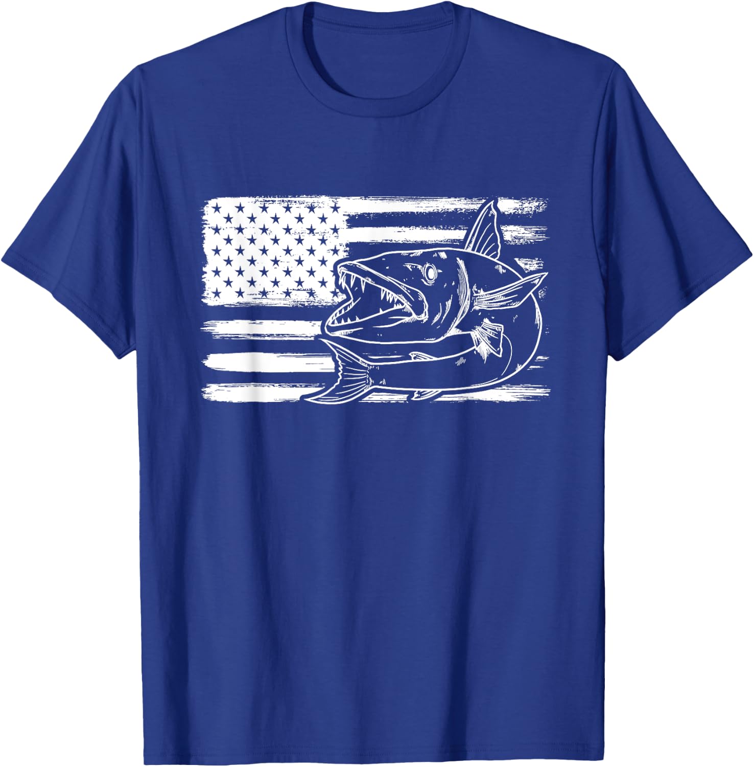 Distressed Barracuda Commersons sea pike Barra fishing T-Shirt - T-Shirt | Royal