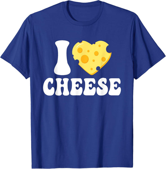 I Love Cheese - Heart Design Parmesan Cheddar Dairy Lover T-Shirt - T-Shirt | Royal