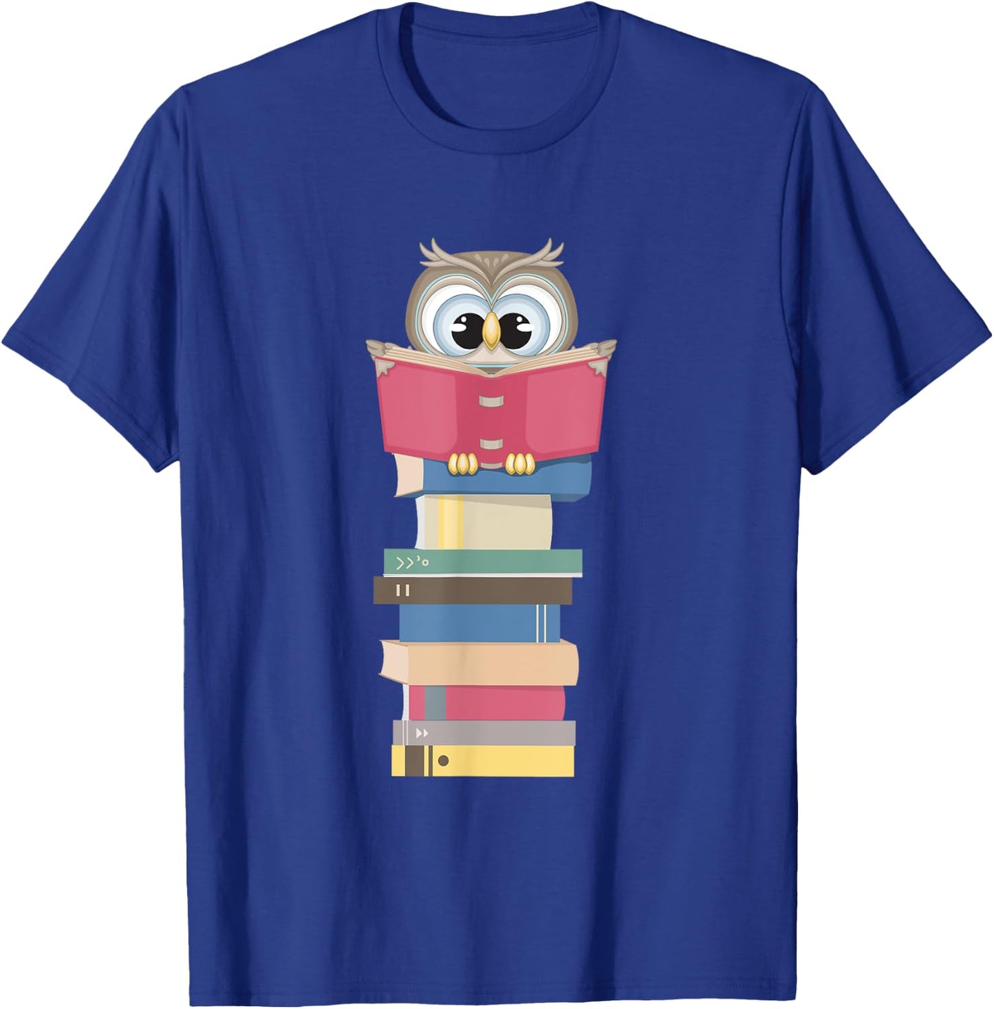 Kawaii Owl Reads Book - Reading Bookworm Library Book Lover T-Shirt - T-Shirt | Royal
