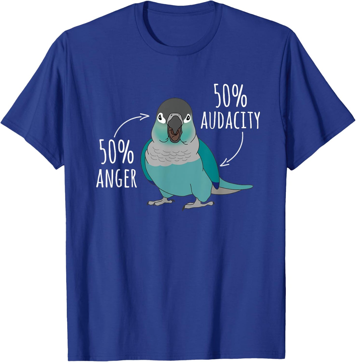 50% anger 50% audacity Turquoise Conure Anatomy Birb Memes T-Shirt - T-Shirt | Royal