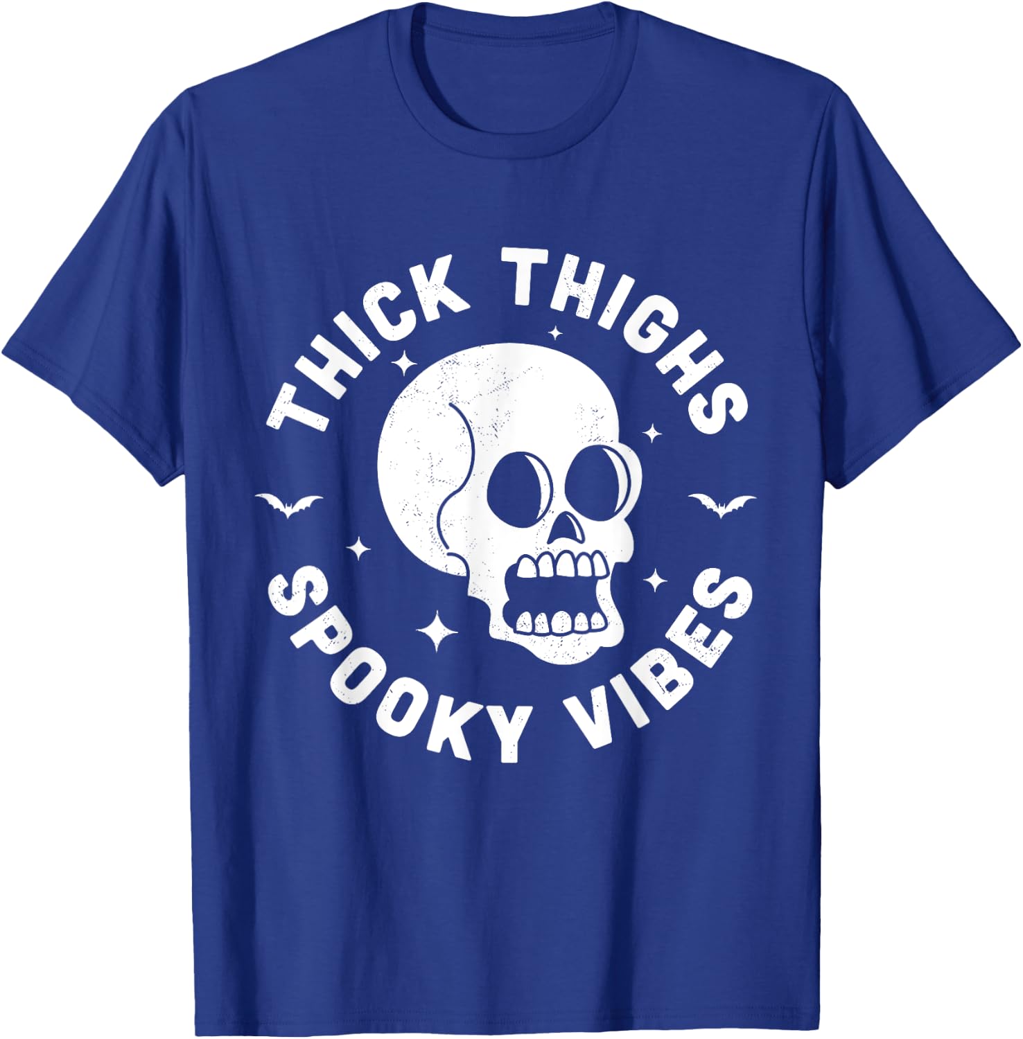 Thick Thighs Spooky Vibes Funny Halloween Skull Workout Gym T-Shirt - T-Shirt | Royal