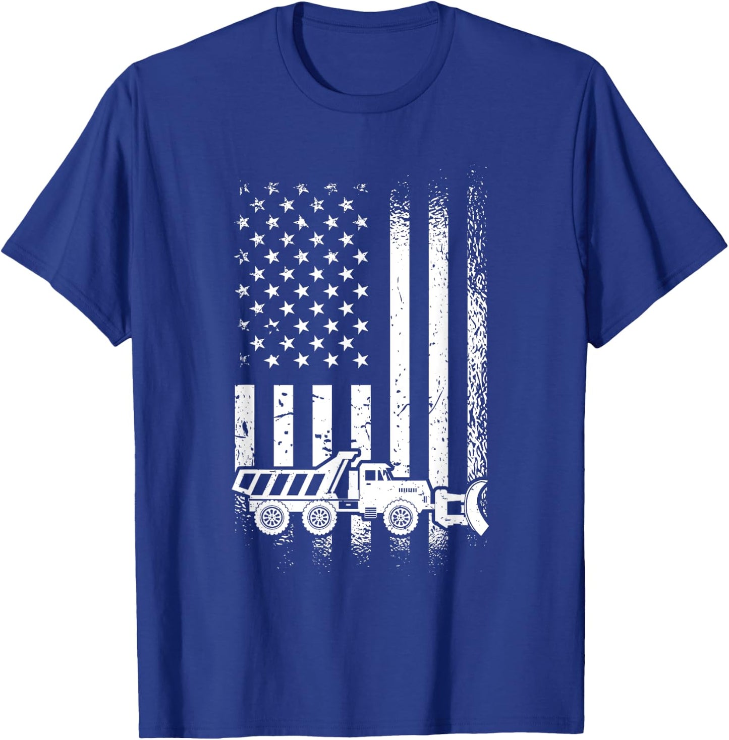 American Flag Snow Plow Driver, Snow Plowing Women Men T-Shirt - T-Shirt | Royal