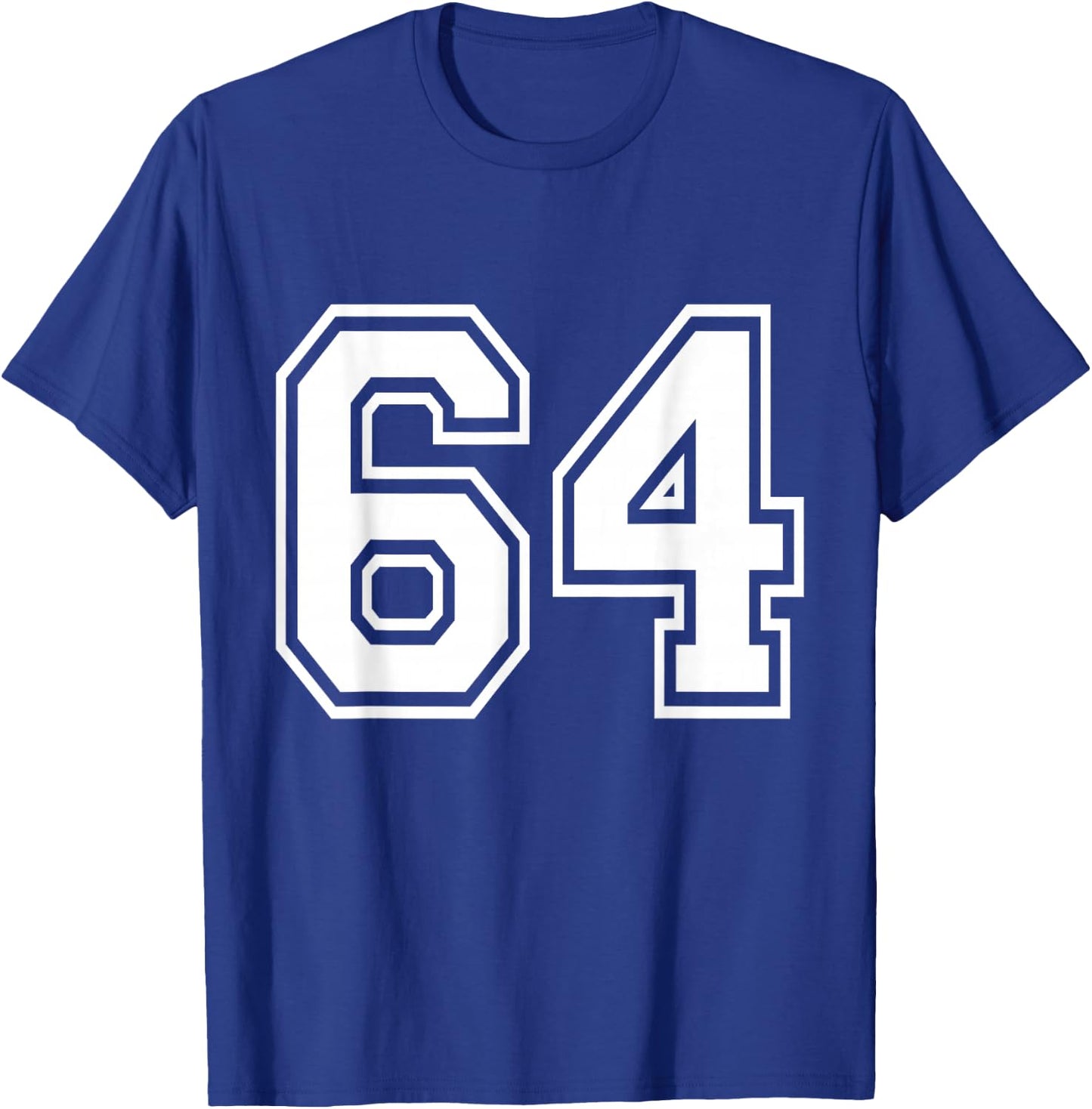 Number 64 Front + Back Varsity Sports Team 64th Birthday T-Shirt - T-Shirt | Royal