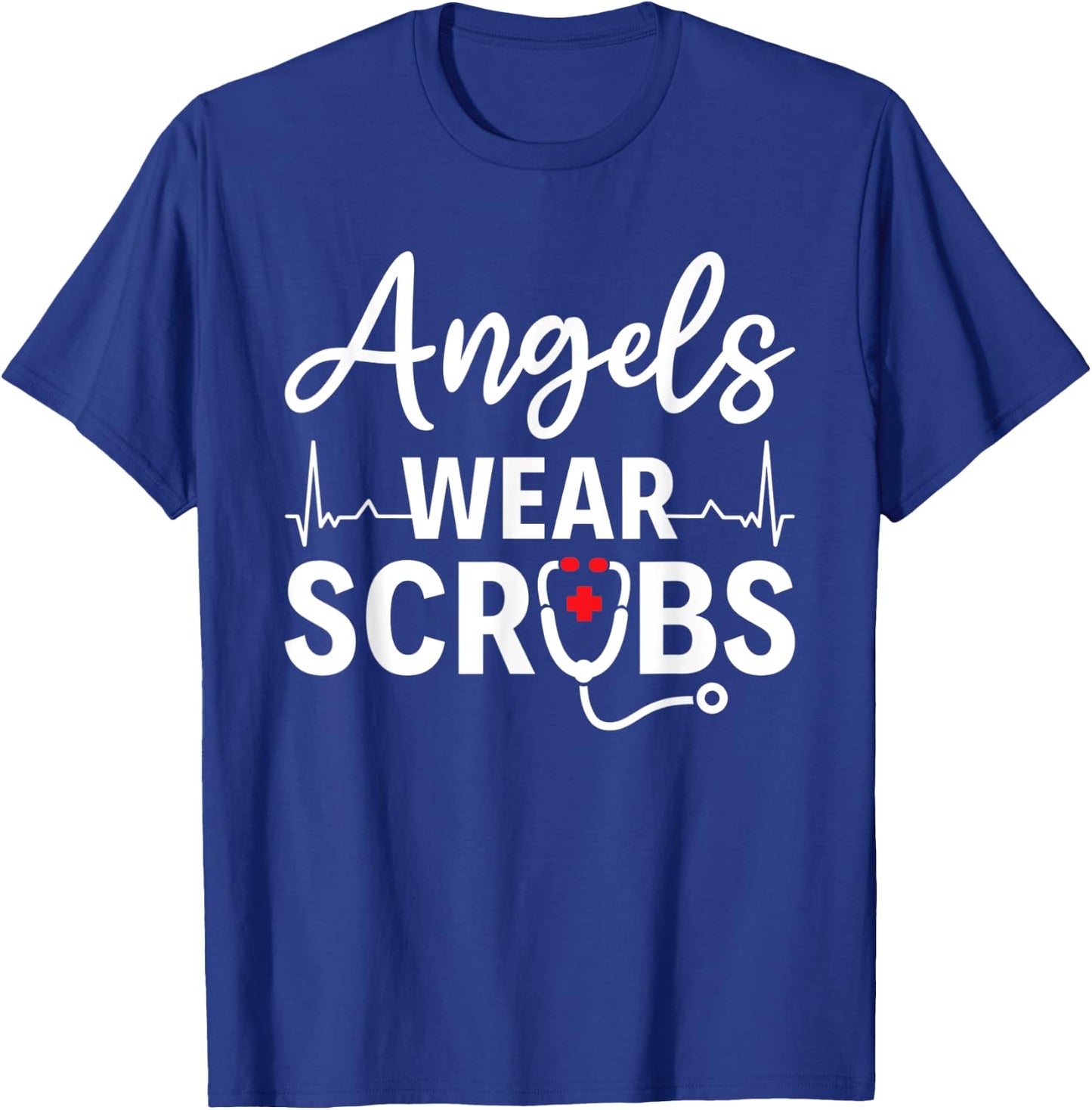 Angels Wear Scrubs Homecare Nurse T-Shirt - T-Shirt | Royal