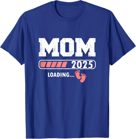 Mom 2025 Loading for Girl Baby Pregnancy Announcement T-Shirt - T-Shirt | Royal