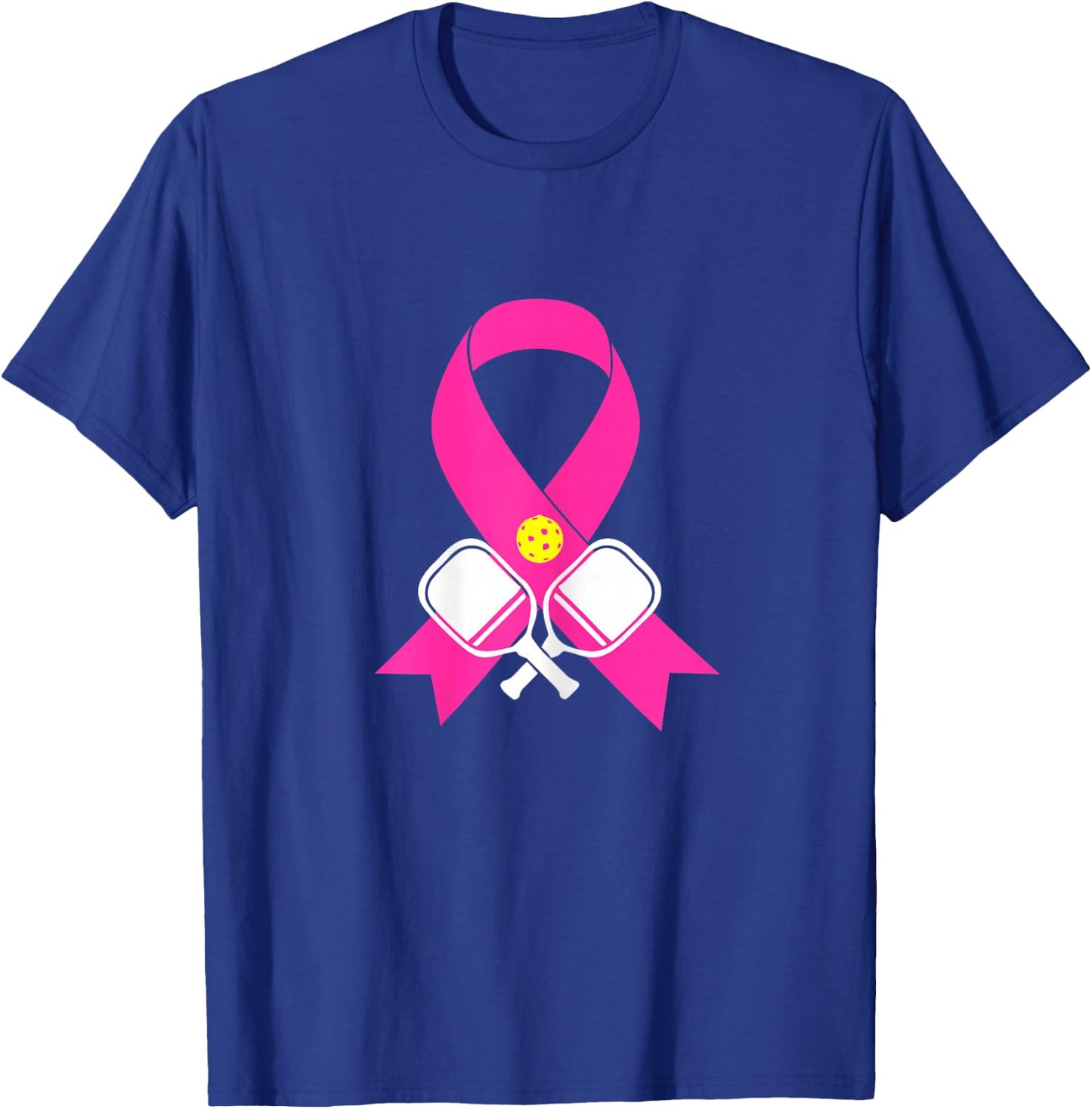 Pickleball Breast Cancer Awareness Pink Ribbon T-Shirt - T-Shirt | Royal