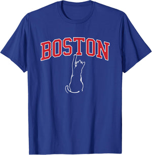 Funny Boston Cat Shirt | Funny Boston Shirt | Boston Kitten Women Girls Kids T-Shirt - T-Shirt | Royal