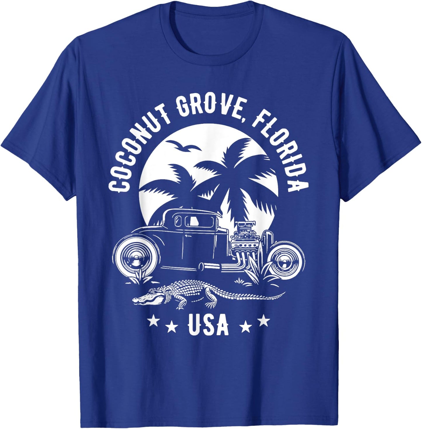 Coconut Grove Florida Sunset Hotrod Retro Design T-Shirt - T-Shirt | Royal