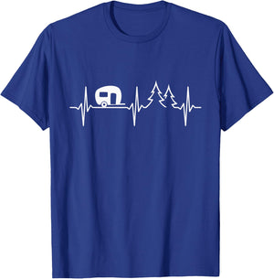 Caravan Heartbeat ECG Camping , black, s T-Shirt - T-Shirt | Royal