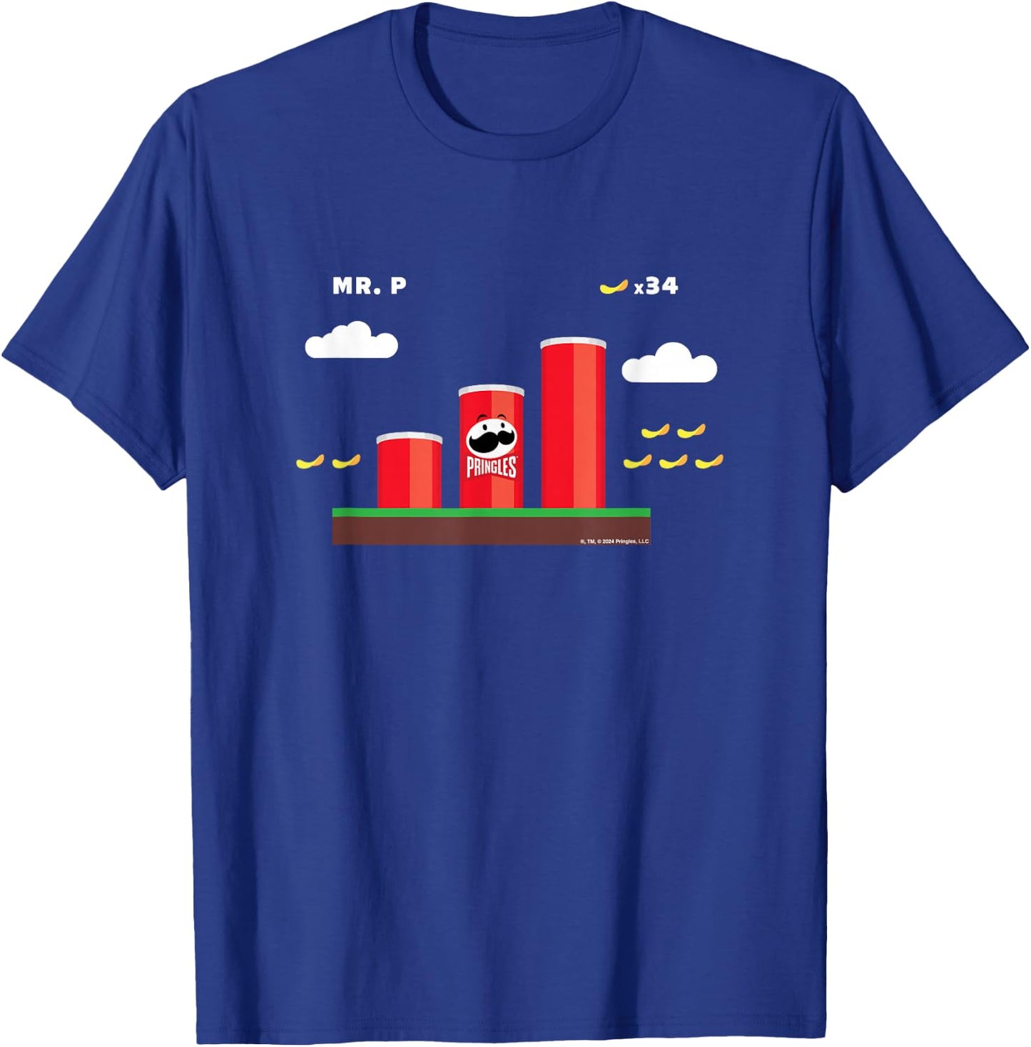 Pringles Gaming Mr P Pipe Platformer Parody , Blue, S T-Shirt - T-Shirt | Royal