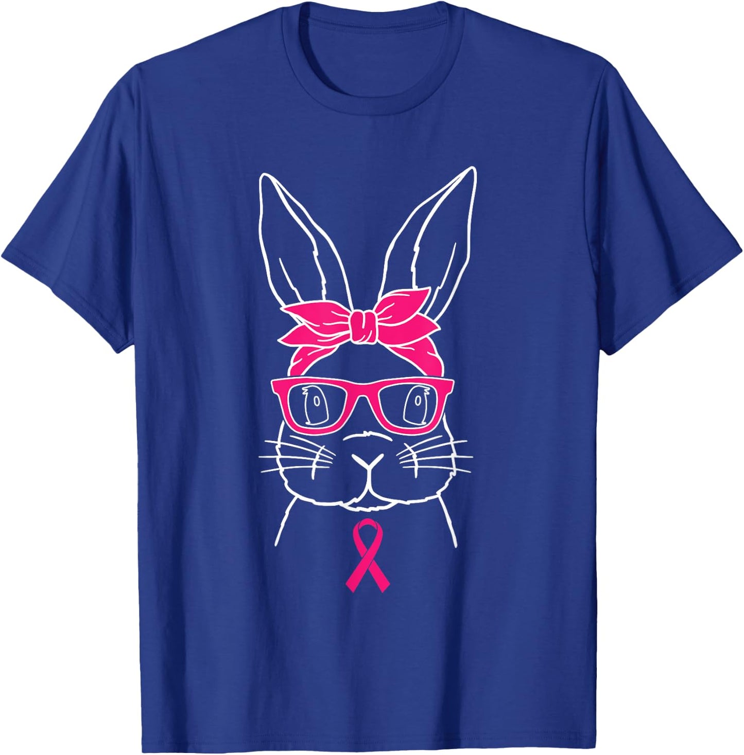 Bunny Glasses Breast Cancer Awareness Cute Rabbit Warrior T-Shirt - T-Shirt | Royal