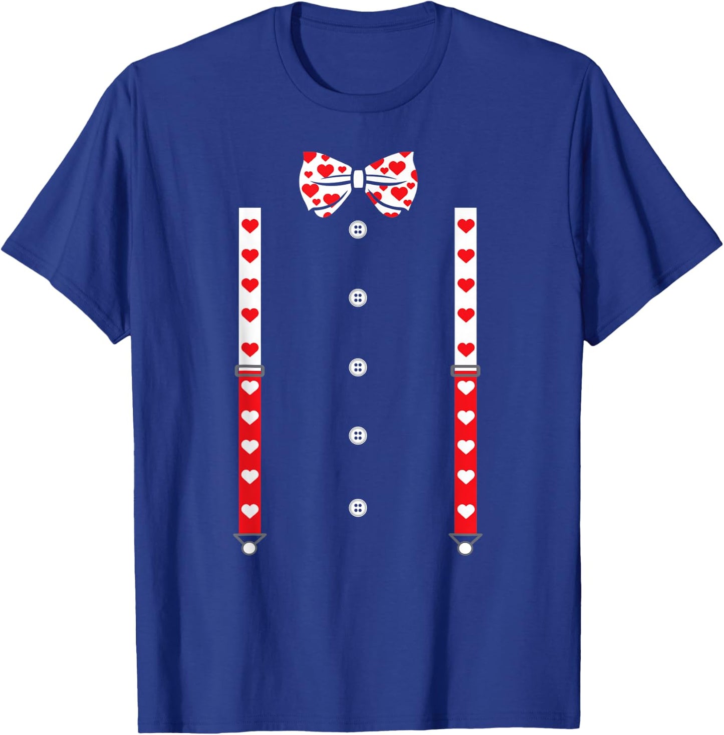 Heart Bow Tie and Braces Cupid Valentine's Day Costume , black T-Shirt - T-Shirt | Royal