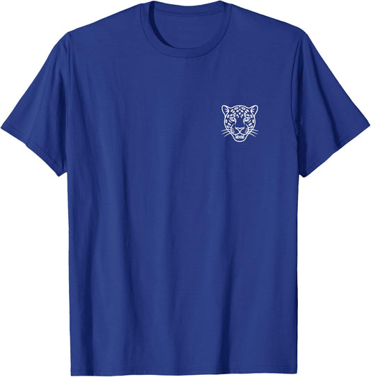 Jaguar Minimalist Badge Patch Line Art T-Shirt - T-Shirt | Royal
