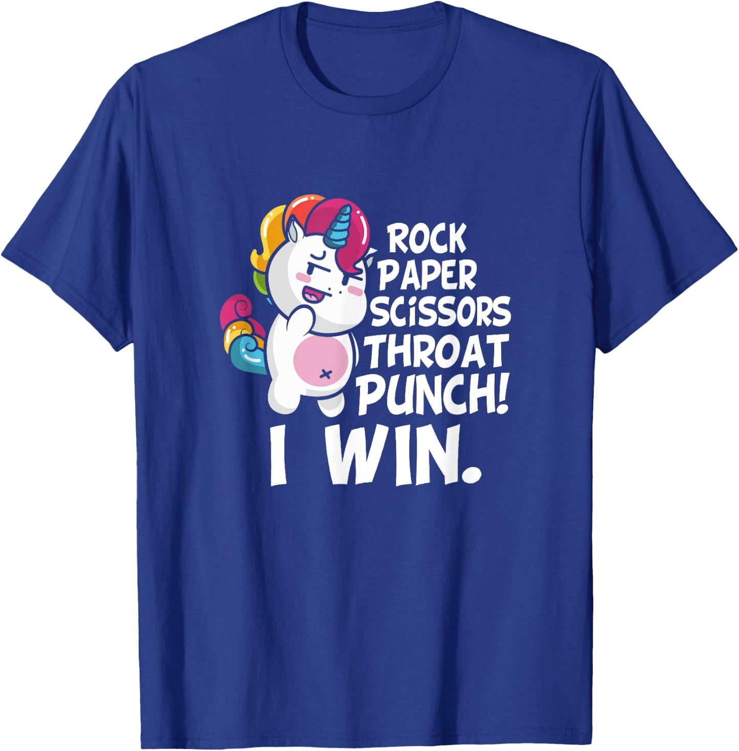Rock Paper Scissors Throat Punch I Win Unicorn Outfit T-Shirt - T-Shirt | Royal