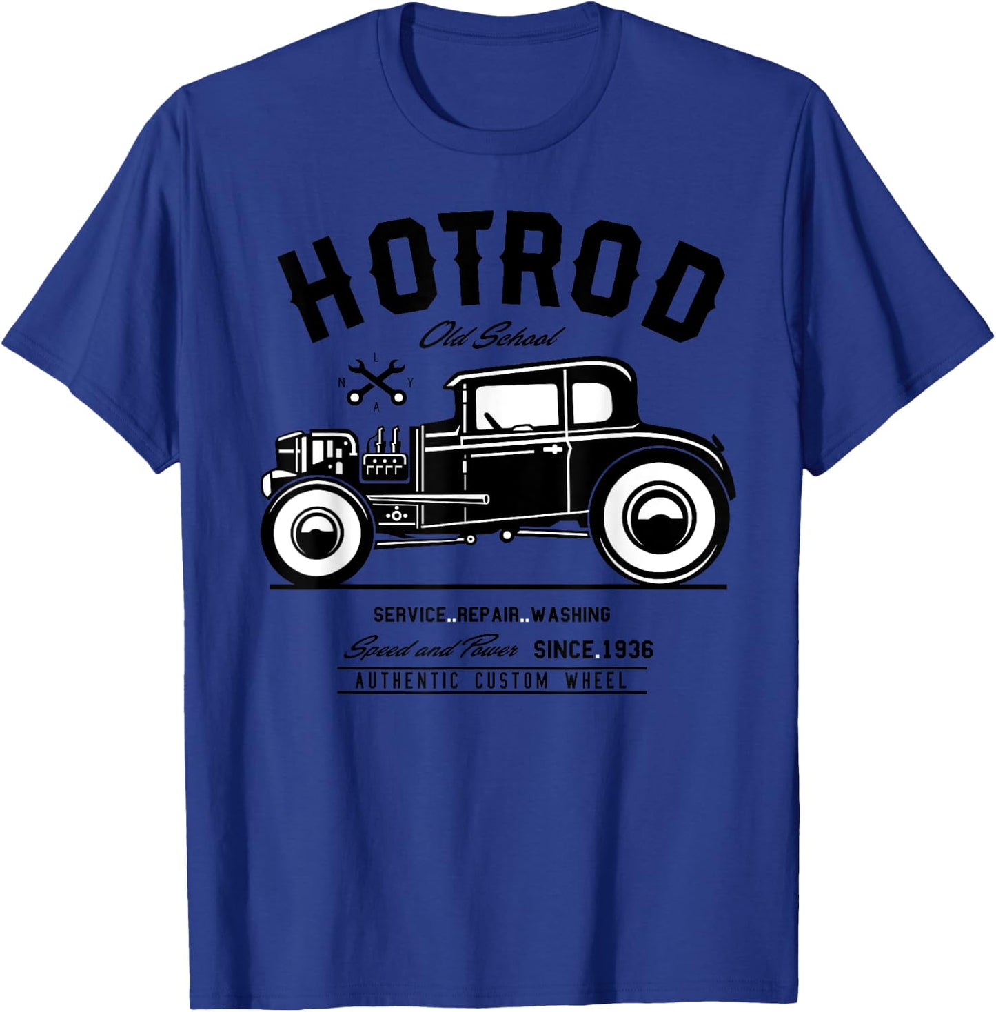 Vintage Hot Rod Old School Speed and Power Shirt T-Shirt - T-Shirt | Royal