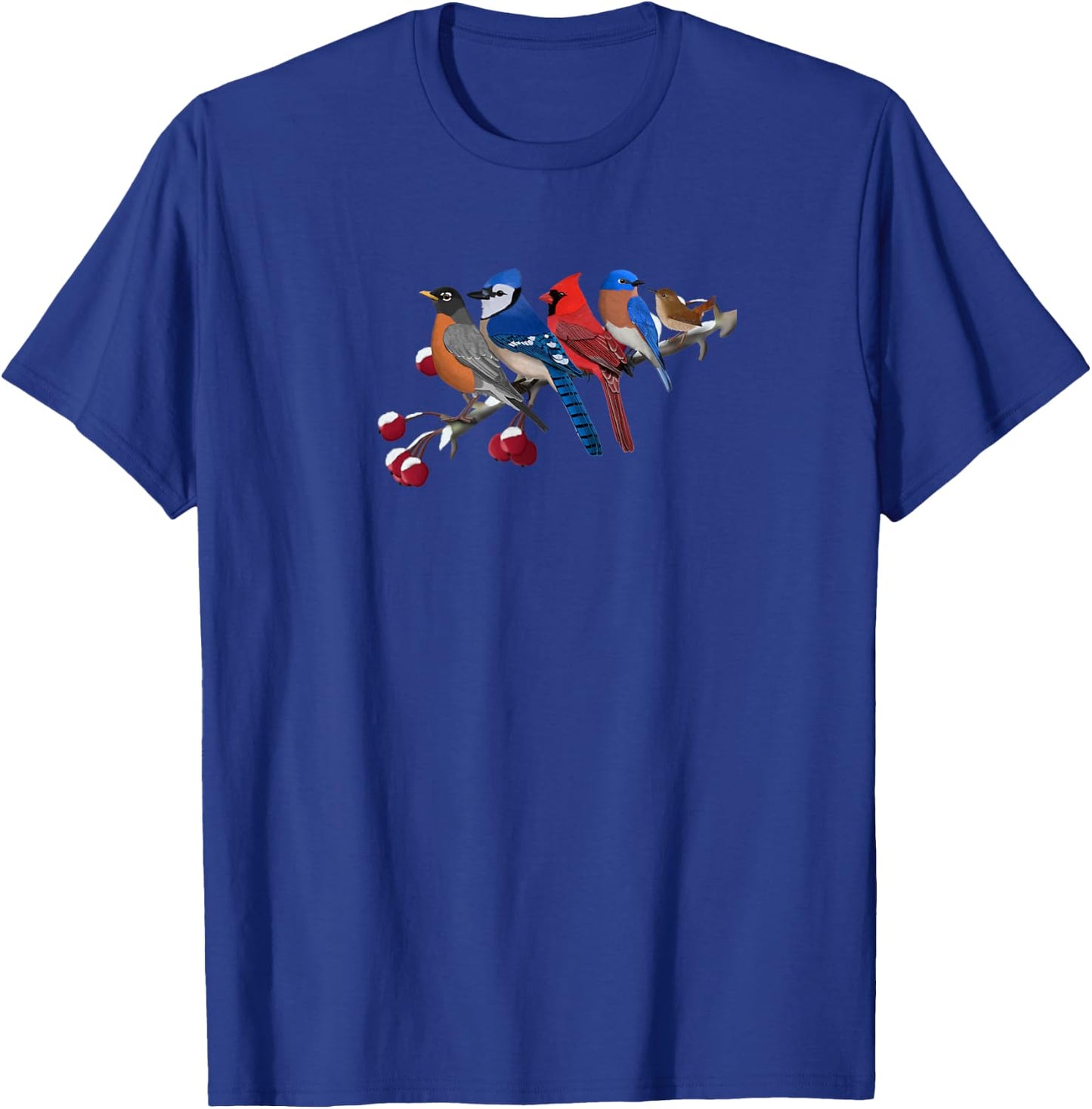 Bluebird Robin Cardinal Blue Jay Wren Christmas Bird Birder T-Shirt - T-Shirt | Royal