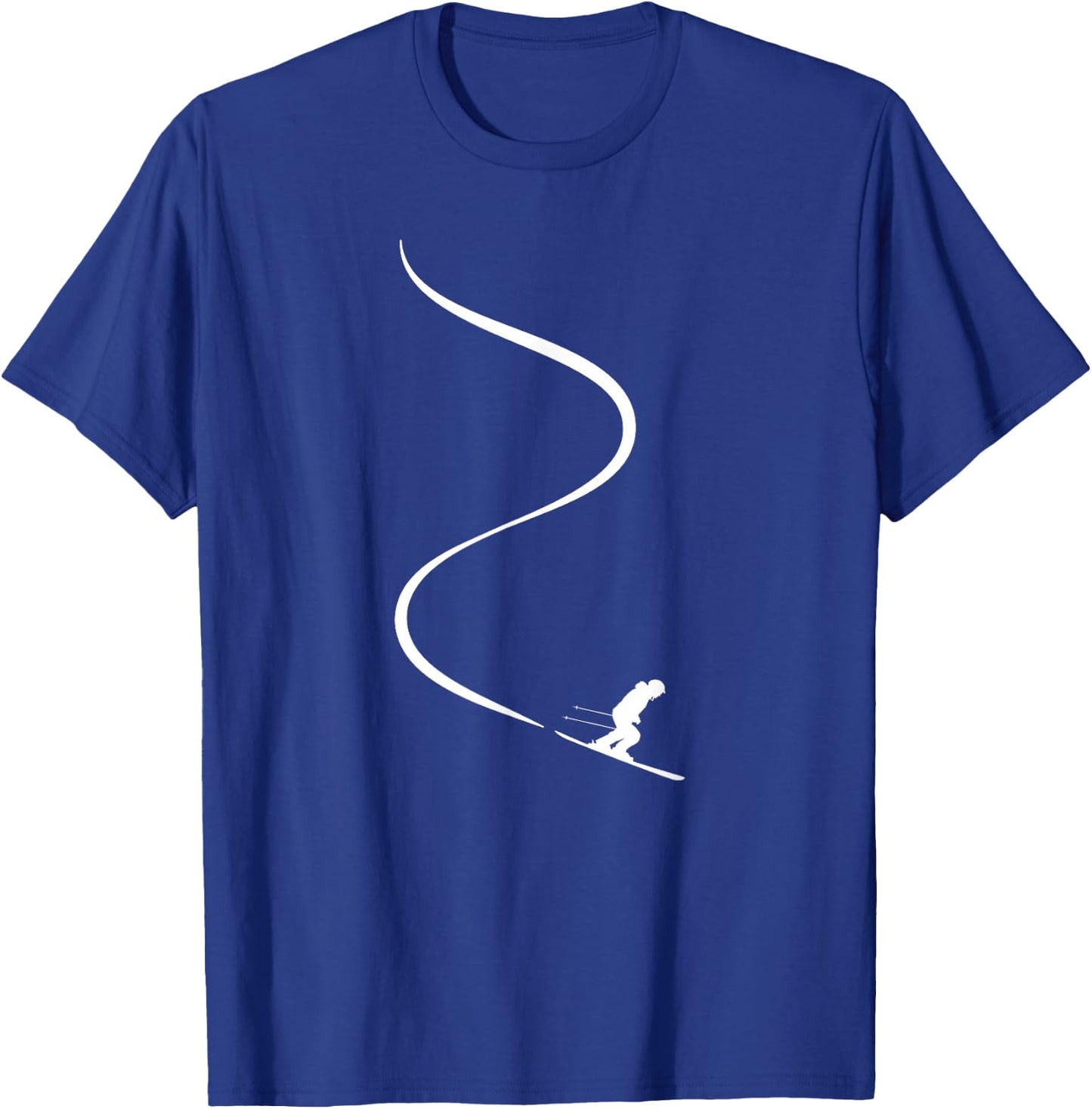 Skier with Tracks in deep Powder Snow Freeride Gift T-Shirt - T-Shirt | Royal
