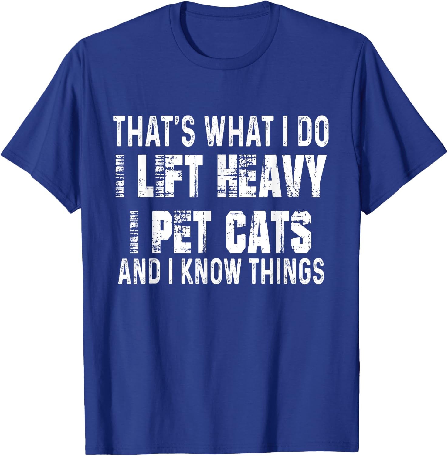 Hilarious Fitness Cat Lovers and Gym Humor -Adults Black Small I Lift Heavy, I Pet Cats, and I Know Things Funny Gym T-Shirt - T-Shirt | Royal
