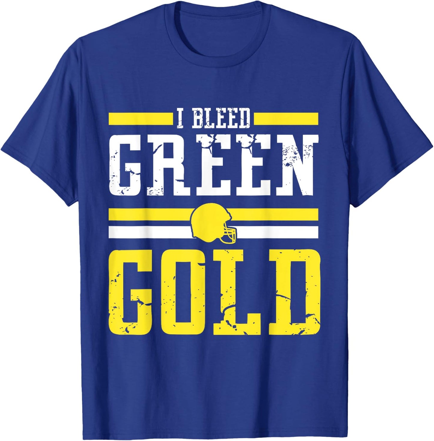 I Bleed Green and Gold Cool Player Team Costume T-Shirt - T-Shirt | Royal