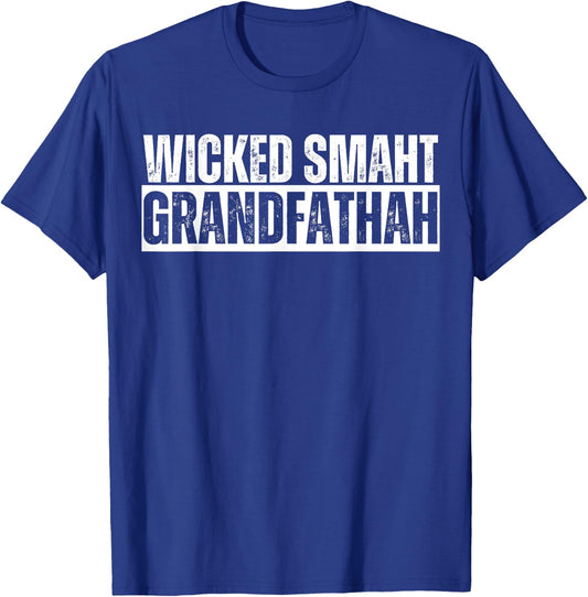 Wicked Smaht Grandfathah Wicked Smart Grandfather Distressed T-Shirt - T-Shirt | Royal