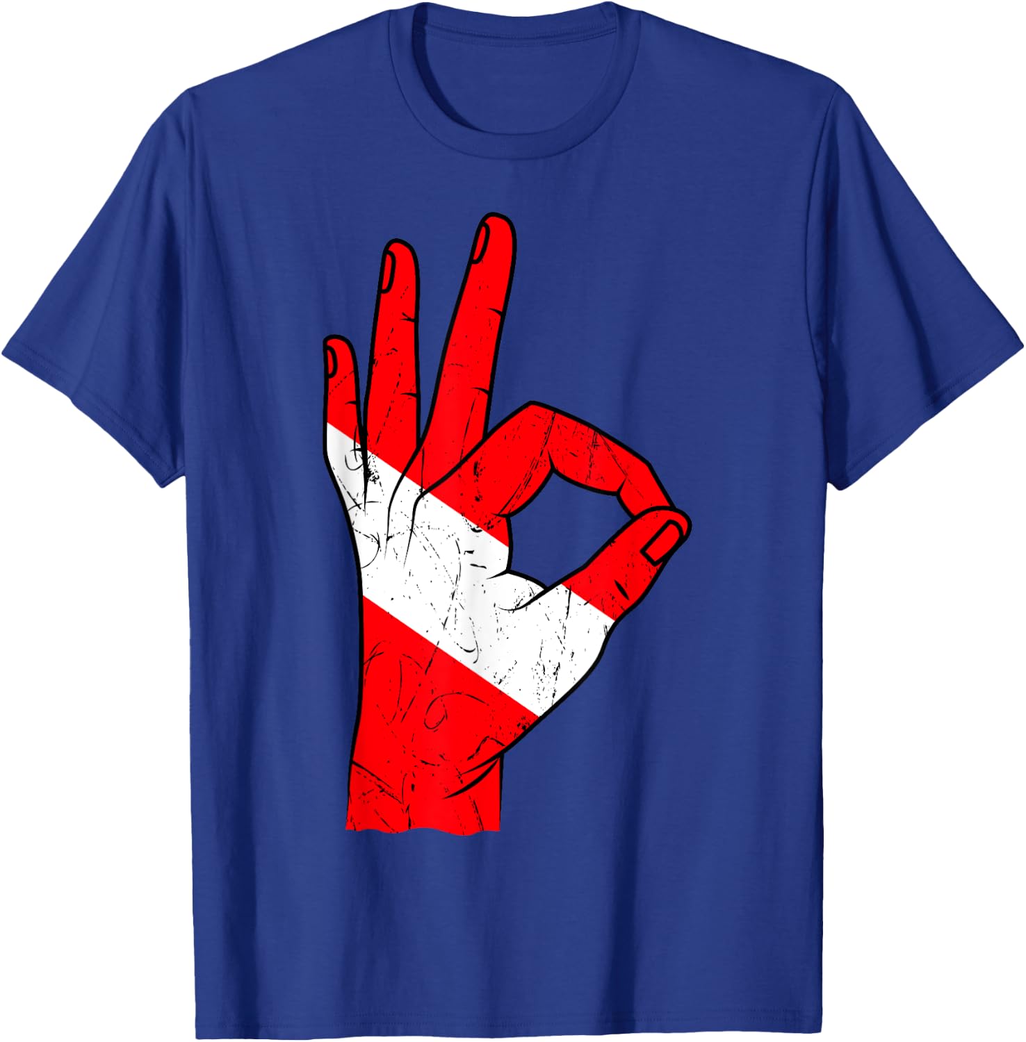 Hand Sign OK Scuba Diving Diver Down Flag Underwater Dive T-Shirt - T-Shirt | Royal