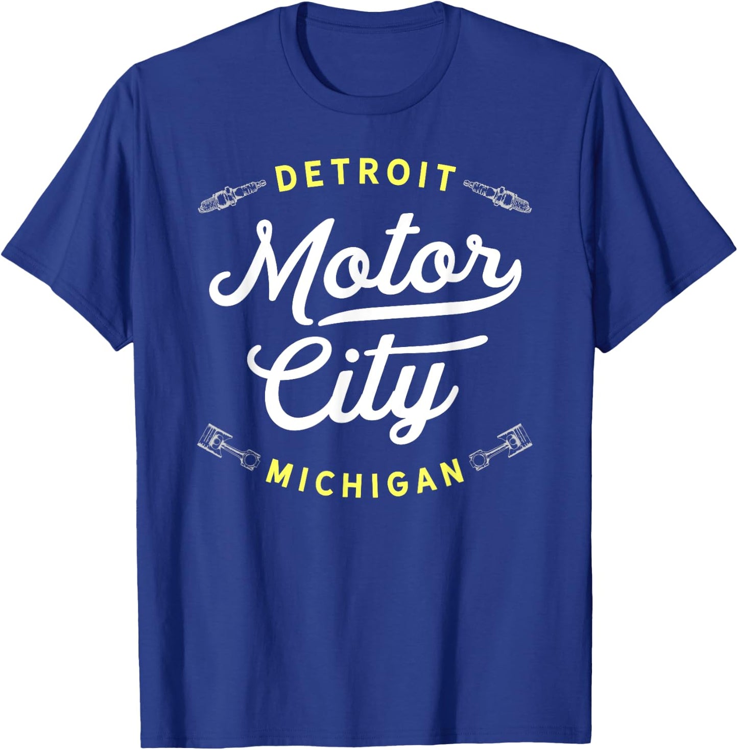Iconic Motor City Detroit Michigan Throwback USA Novelty T-Shirt - T-Shirt | Royal