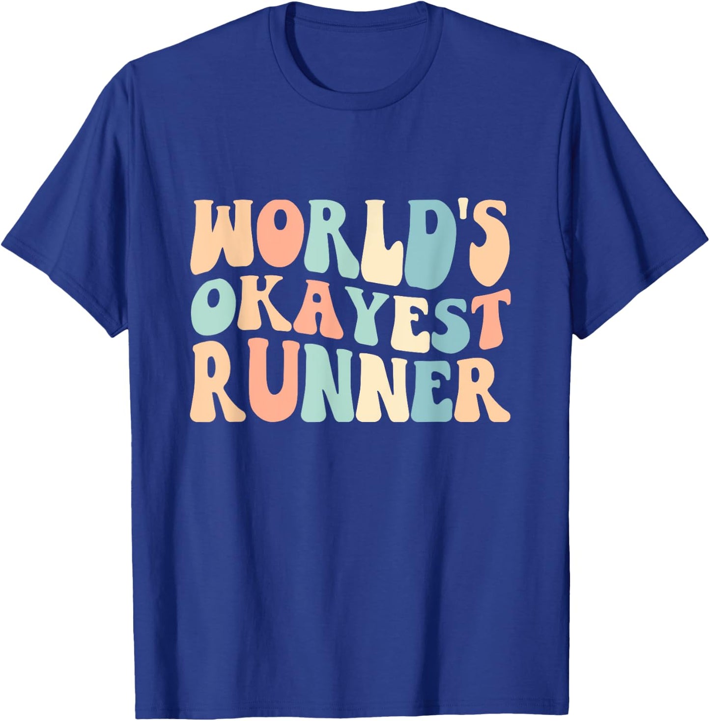Groovy Retro Vintage Worlds Okayest Runner Running Lover T-Shirt - T-Shirt | Royal