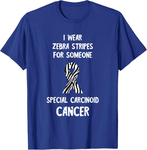 Carcinoid Cancer Awareness Zebra Stripes Neuroendocrine T-Shirt - T-Shirt | Royal