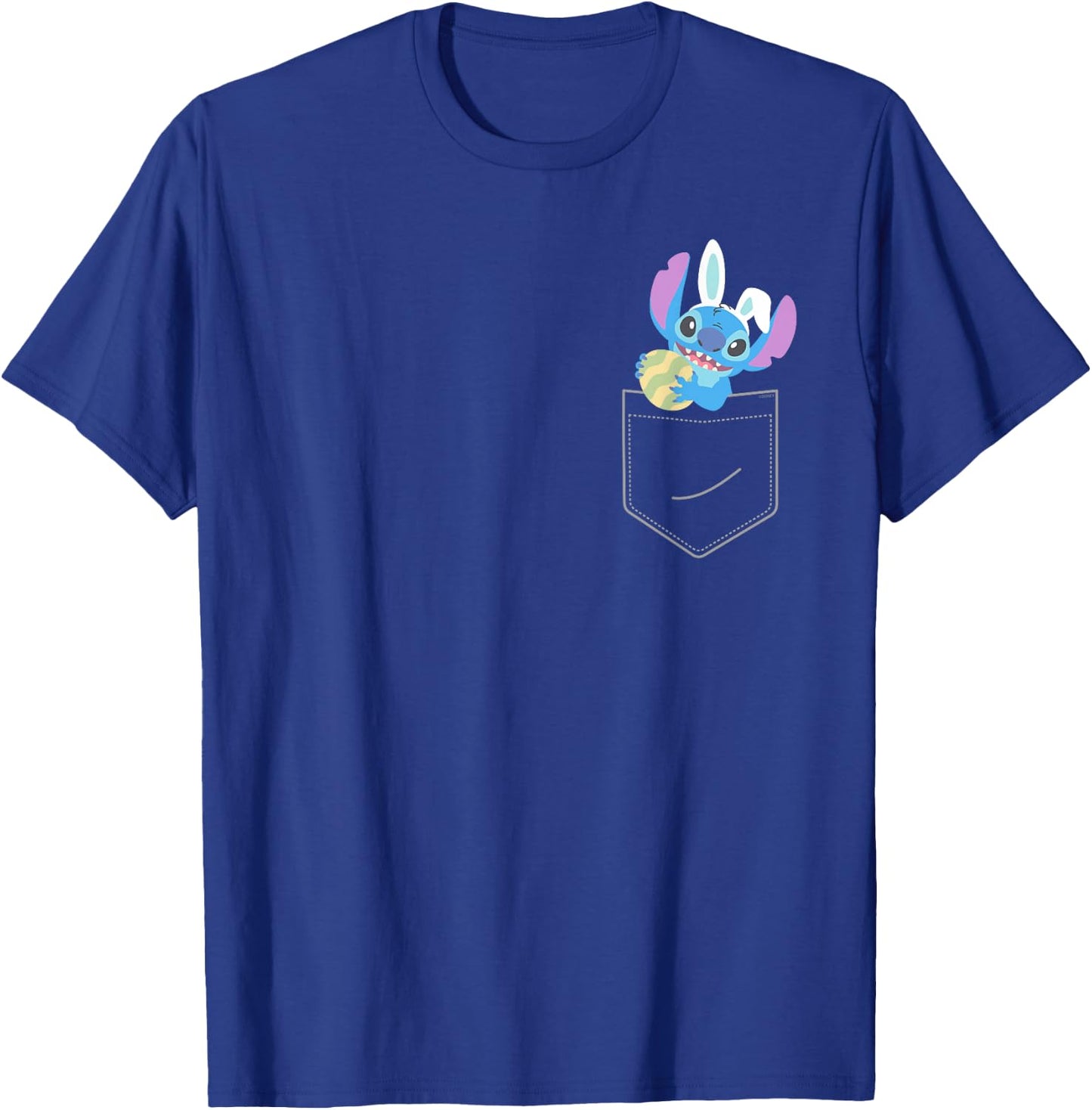 Disney Stitch Easter Egg and Bunny Ears Corner Pocket Art T-Shirt - T-Shirt | Royal