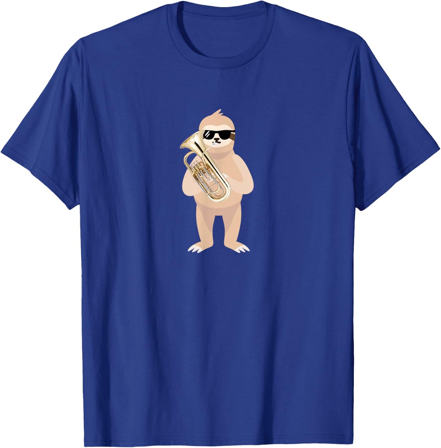 Funny Sloth Wearing Sunglasses Playing Euphonium T-Shirt - T-Shirt | Royal