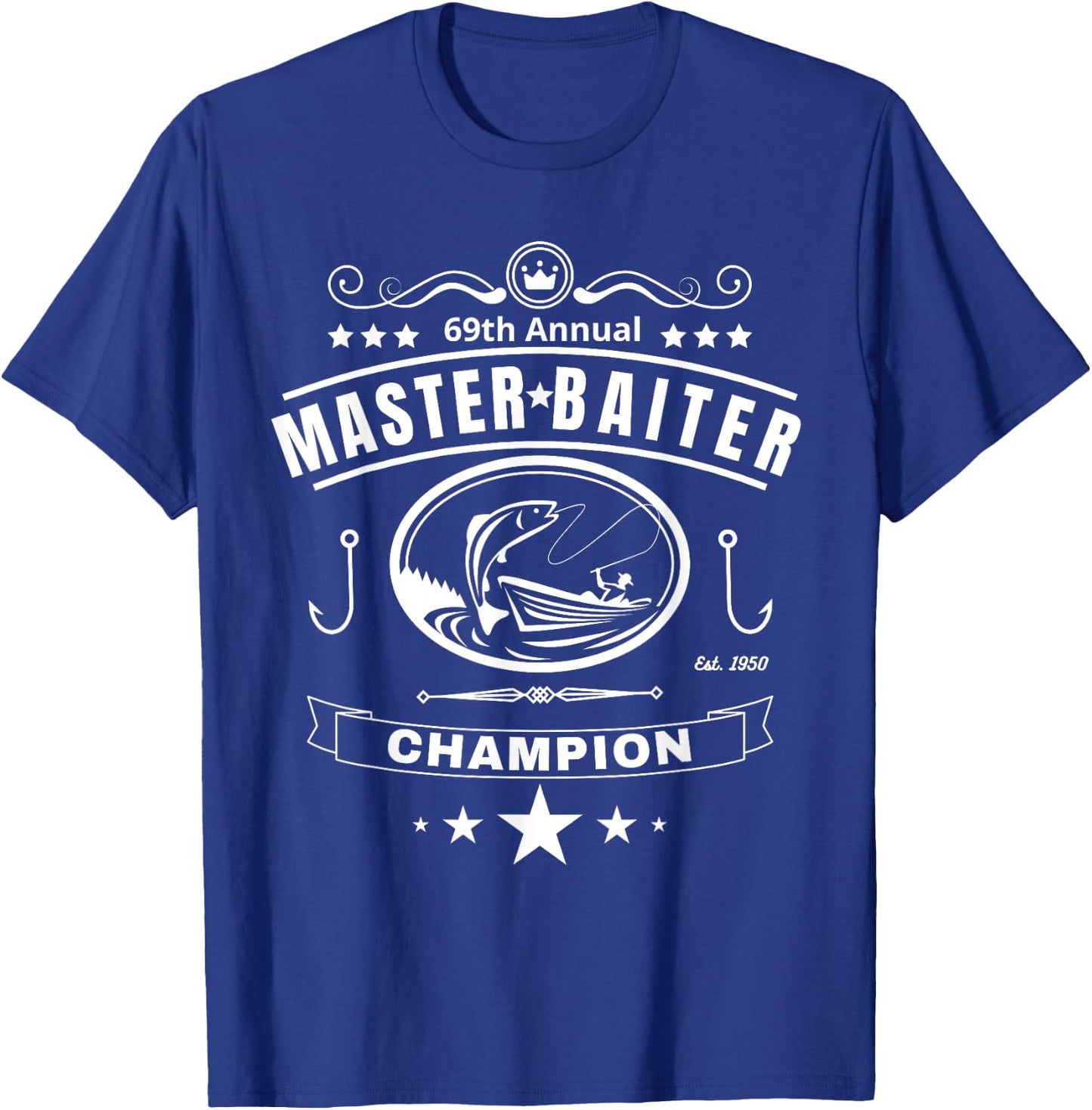 Funny Fishing MASTER BAITER CHAMPION Men's gift T-Shirt - T-Shirt | Royal