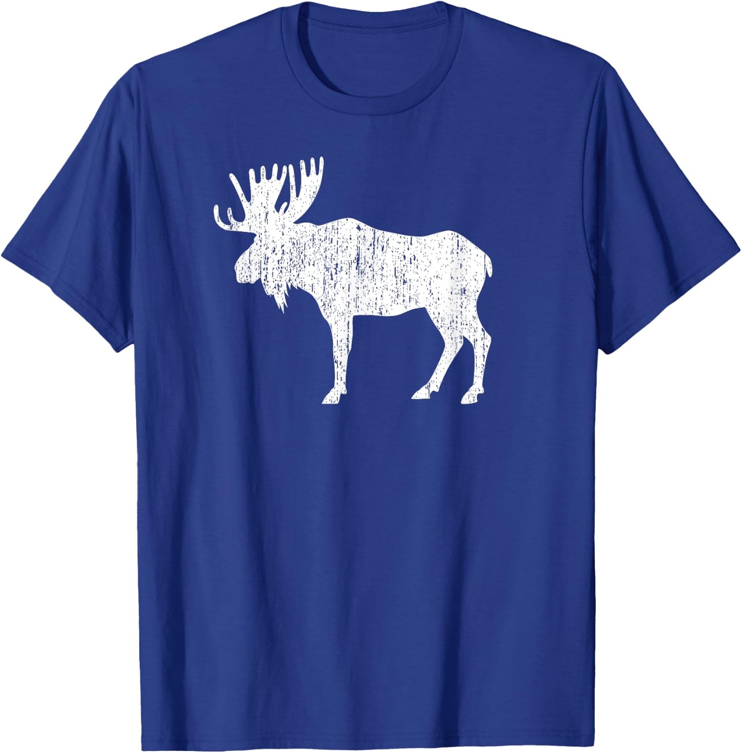 Retro Vintage Distressed Moose T-Shirt - T-Shirt | Royal