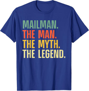 Mailman Art Dad Mail Carrier Postal Worker Mail Man T-Shirt - T-Shirt | Royal