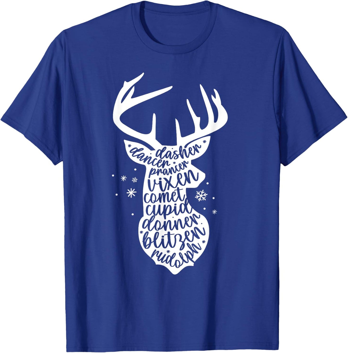 Christmas Reindeer Names Cute Holiday Rudolph Kids T-Shirt - T-Shirt | Royal
