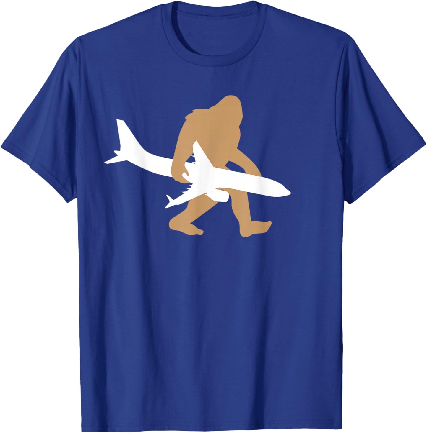 Funny Bigfoot Airplane Shirt, Cute Pilot Sasquatch Gift T-Shirt - T-Shirt | Royal