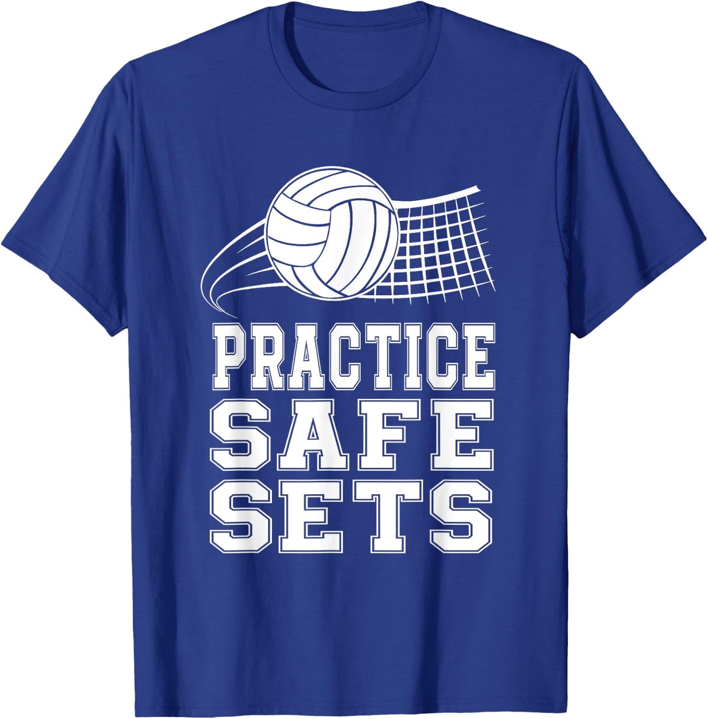 Practice Safe Sets Volleyball Player Coach Gameday T-Shirt - T-Shirt | Royal