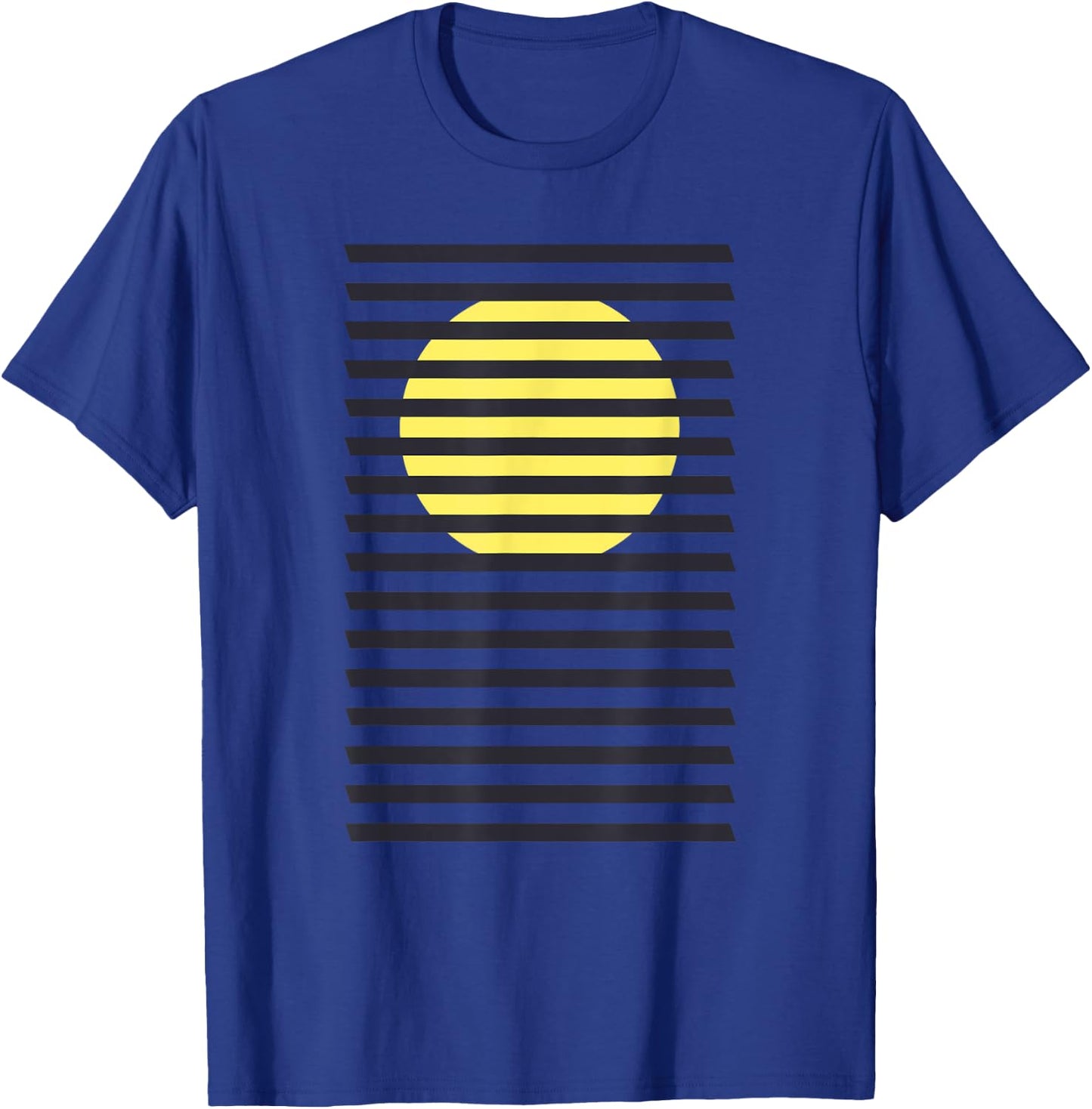 Minimalist Striped Rising Sun Design, Bauhaus Geometric Sun T-Shirt - T-Shirt | Royal