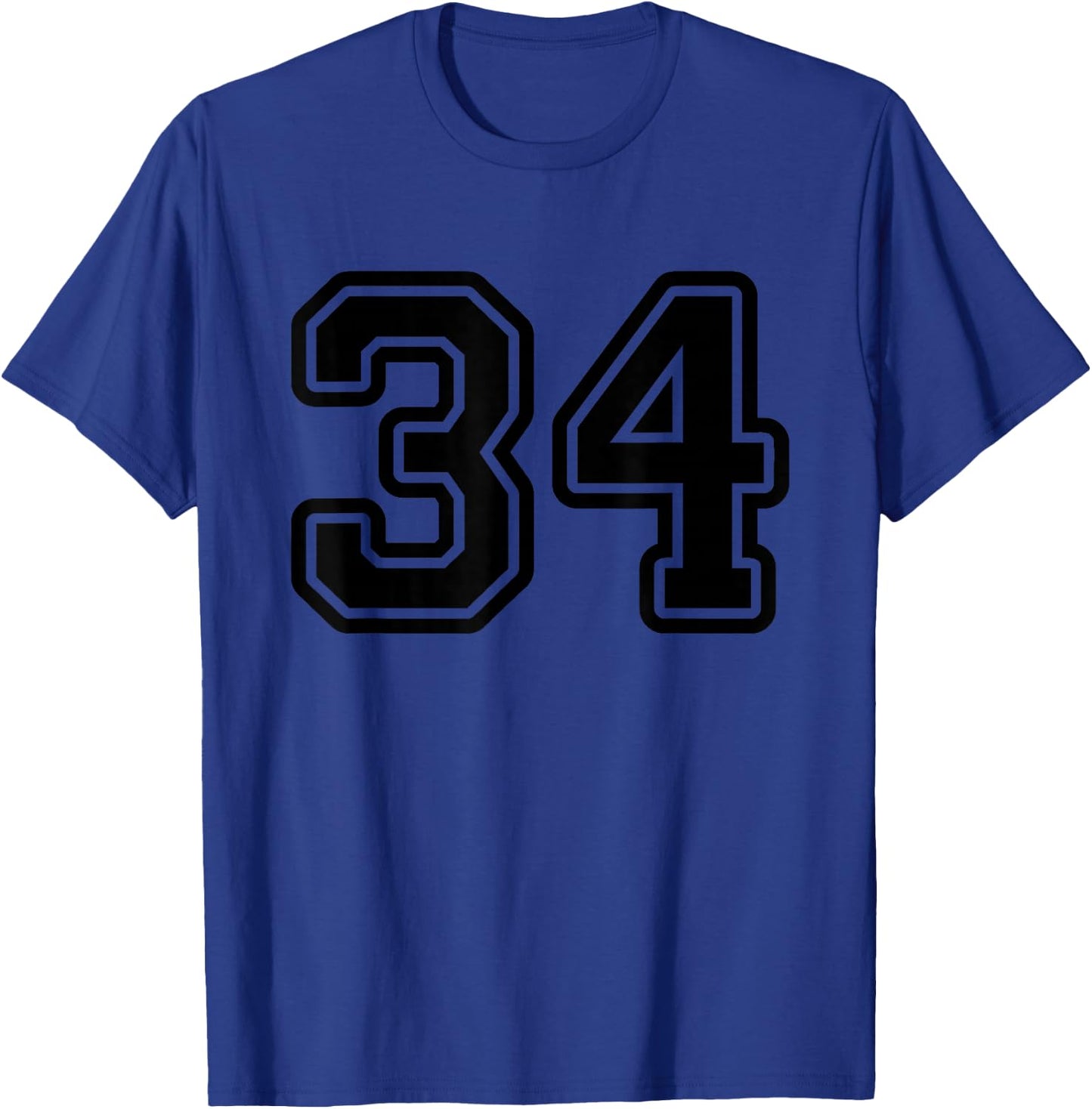 Number #34 Black Sport Varsity Number 34 T-Shirt - T-Shirt | Royal