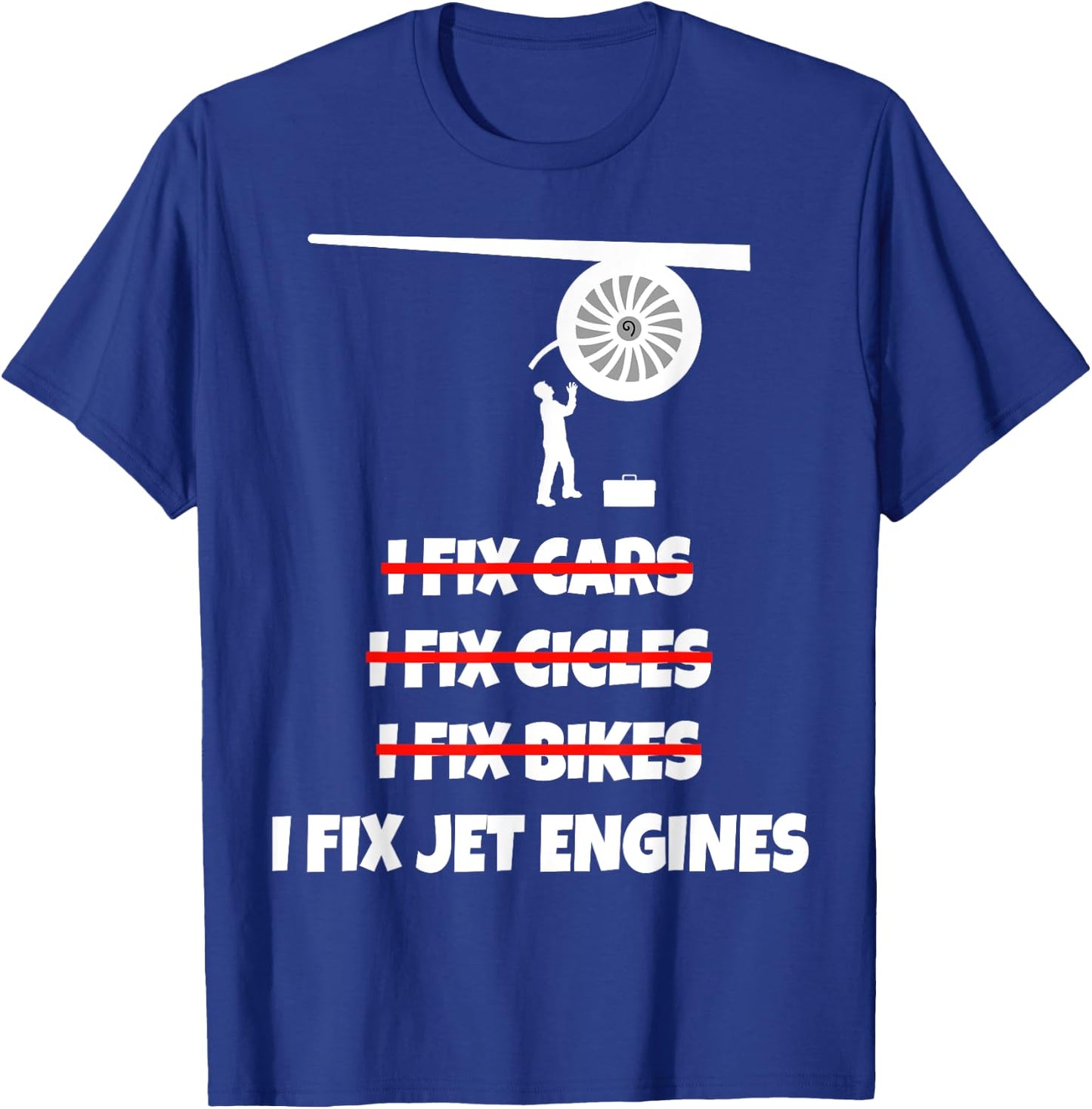 Jet Engine Picture Shirt Mechanic Airplane Technician T-Shirt - T-Shirt | Royal