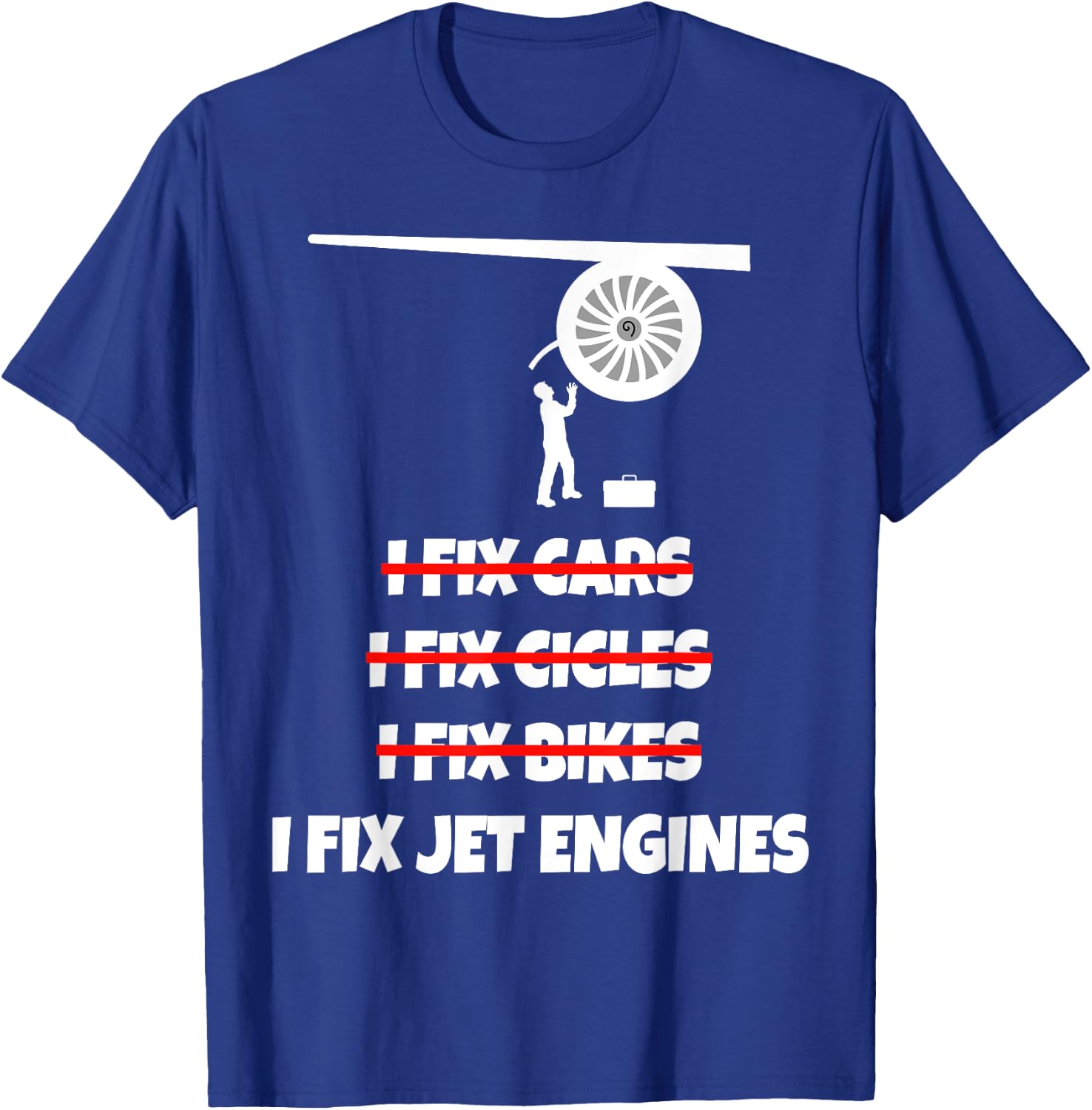 Jet Engine Picture Shirt Mechanic Airplane Technician T-Shirt - T-Shirt | Royal