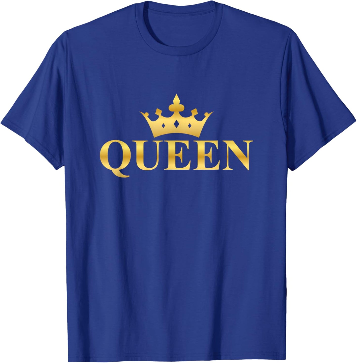 Gold Queen Text Design with Crown T-Shirt - T-Shirt | Royal