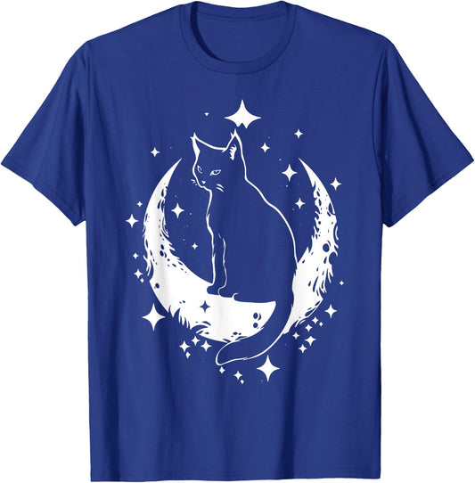 Witchy Moon Cat | Witch Aesthetic Pastel Goth Cottagecore , black T-Shirt - T-Shirt | Royal