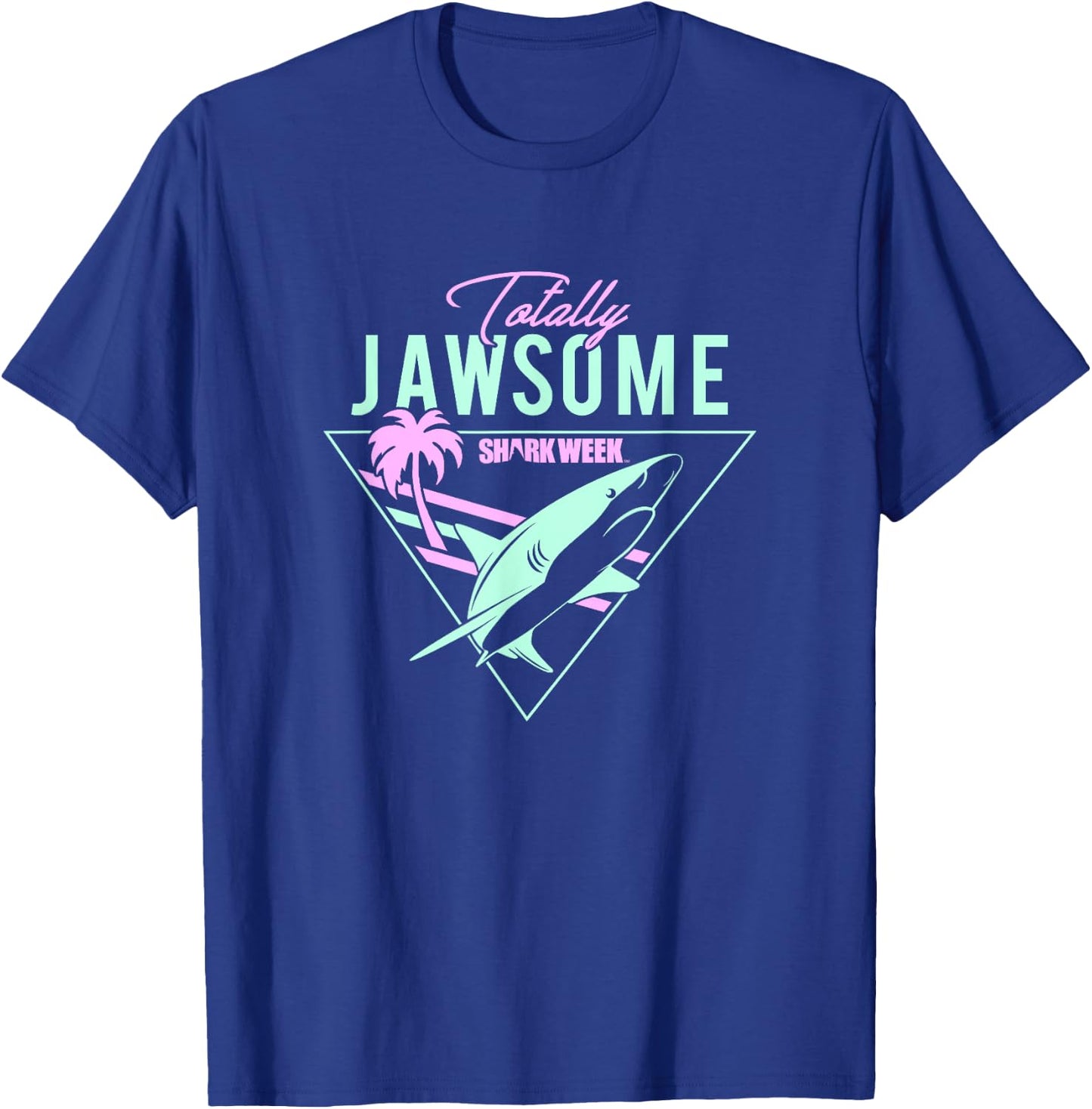 Shark Week Totally Jawsome Neon Retro Eighties Shark Logo T-Shirt - T-Shirt | Royal