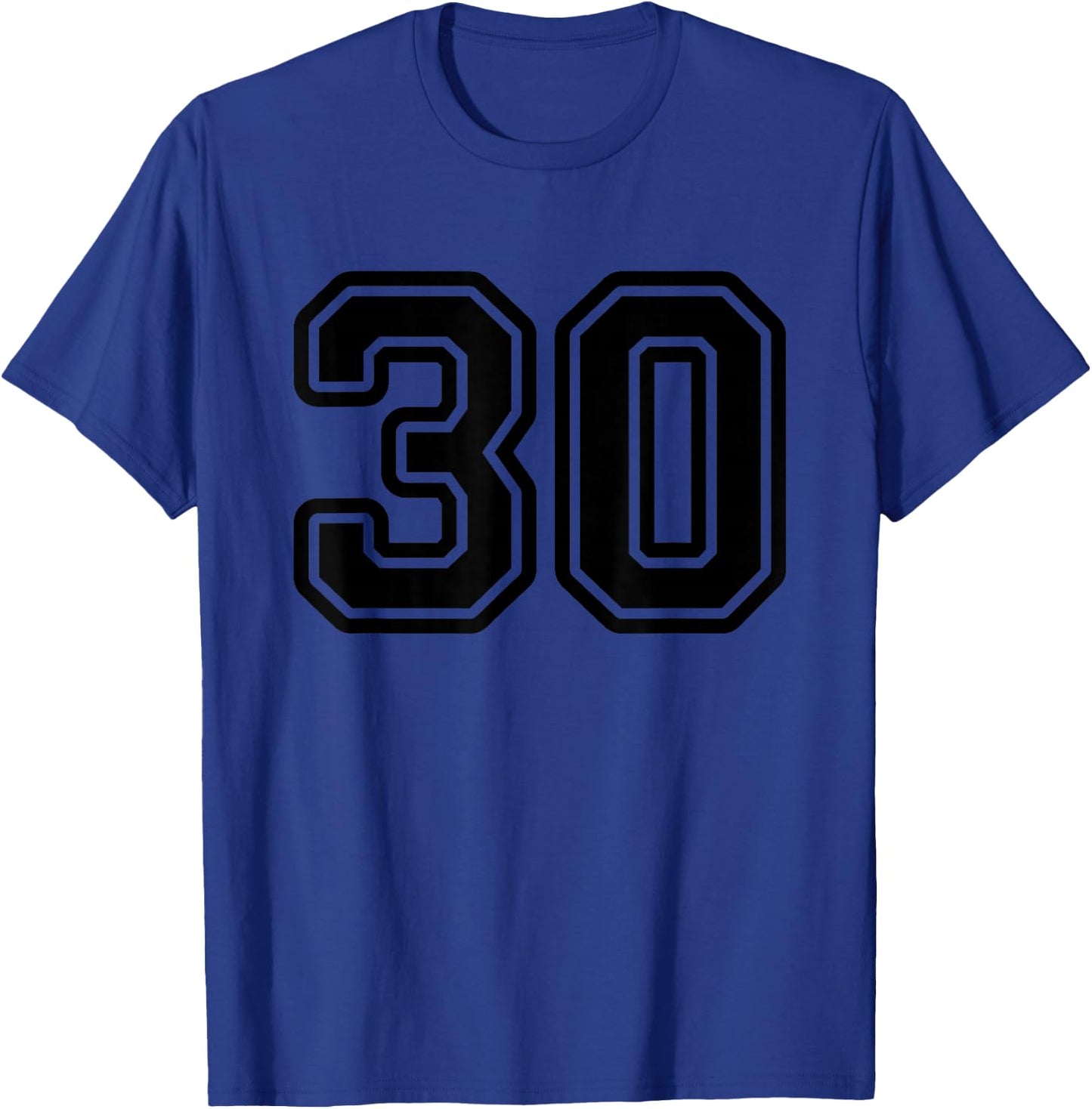 Number #30 Black Sport Varsity Number 30 T-Shirt - T-Shirt | Royal