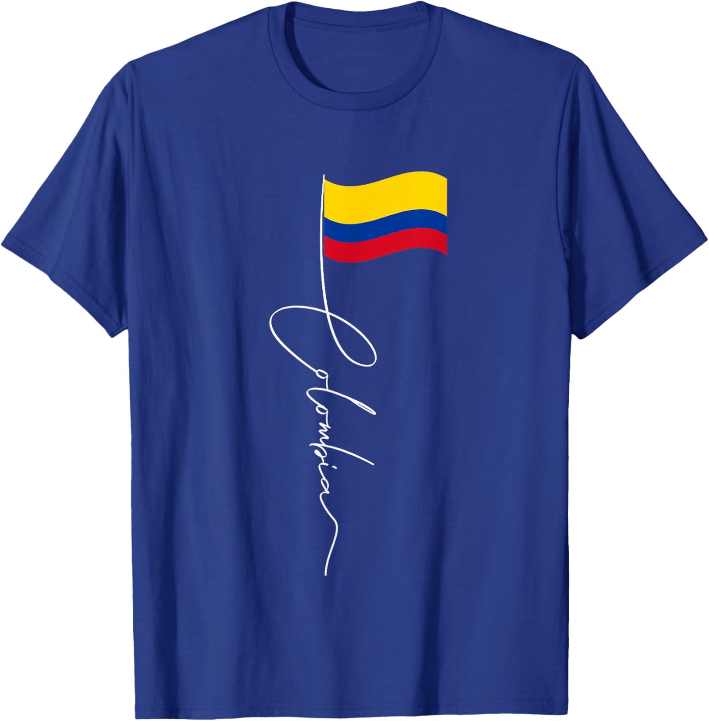 Family Heritage Gifts Colombia Signature Flag Pole Adults Black Retro Flag T-Shirt - T-Shirt | Royal