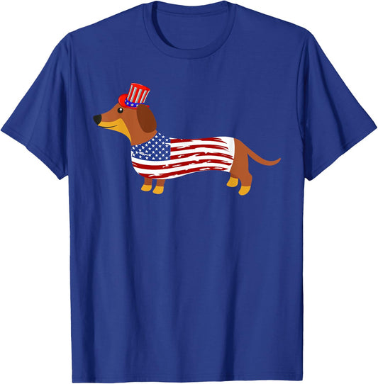 Dachshund 4th of July - American Flag Dachshund Kids Men T-Shirt - T-Shirt | Royal