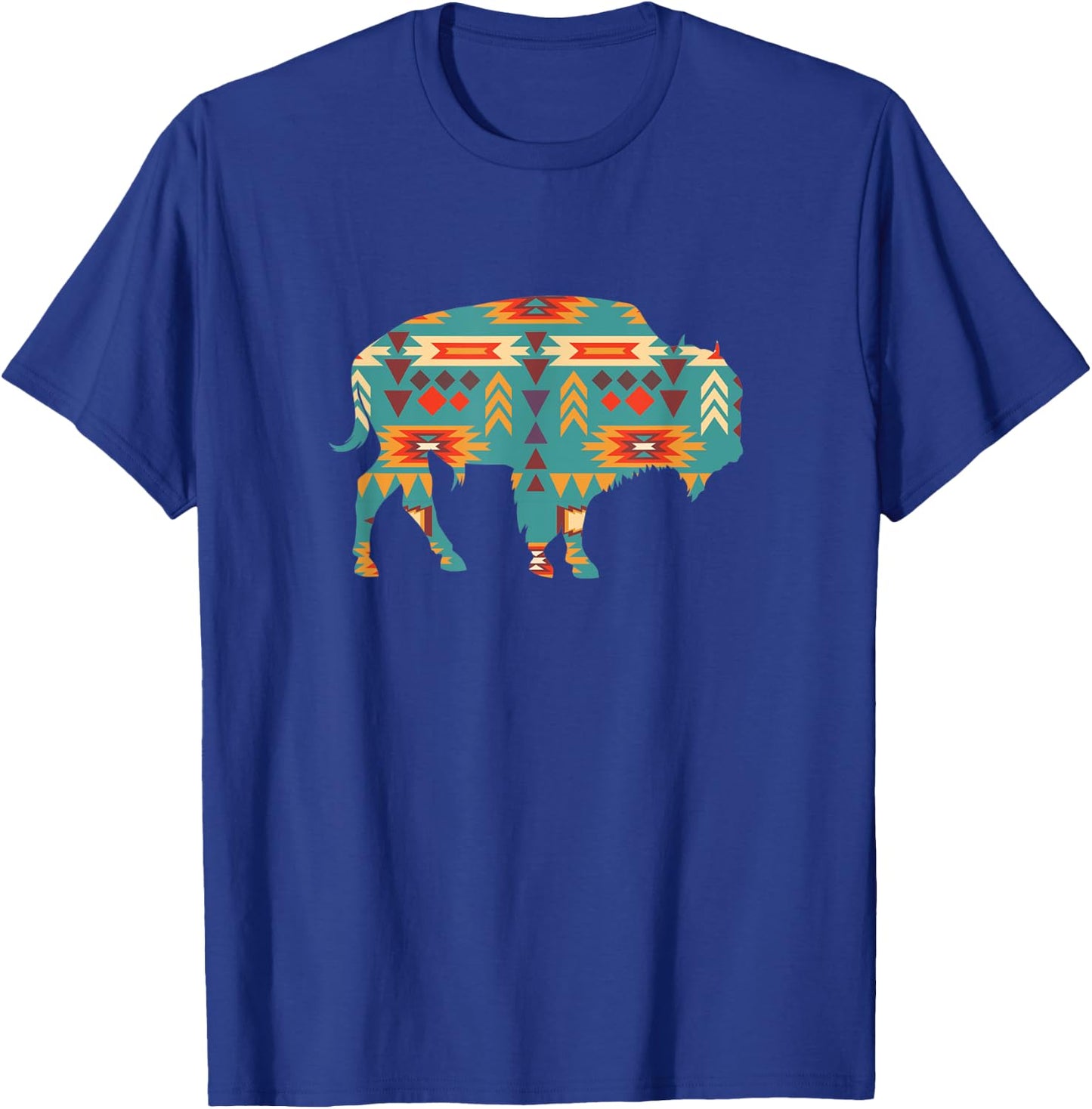Unique Western Aztec Buffalo Navajo Bison T-Shirt - T-Shirt | Royal